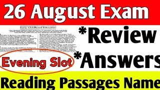 26 August Ielts Exam Review | Listening+Reading Answer | Evening Slot