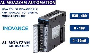 How to Use INOVANCE PLC H3U 4AD Analog to Digital Module for Output Voltage Up to 10V