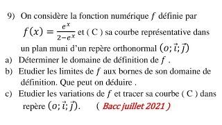 Analyse// correction bacc juillet 2021