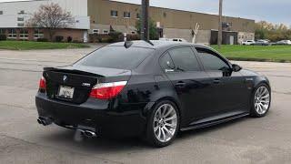 Straight Piped E60 BMW M5 Leaving Cars And Coffee