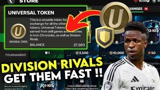 HOW TO USE UNIVESAL TOKENS DIVISION RIVALS PACK ADVANCED COMPETITIVE POINTS IN EA FC FIFA MOBILE 25