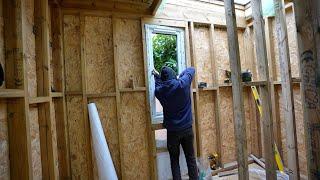 How to Install a Window Frame, Glass and Panels! Window Fitting in a Tiny Home