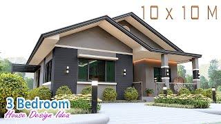 10 x 10 METERS | HOUSE DESIGN IDEA WITH 3 BEDROOM | 3D FLOOR PLAN