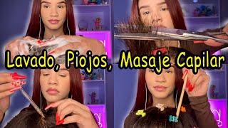 Asmr te busco los piojos, masaje capilar, lavado, corte