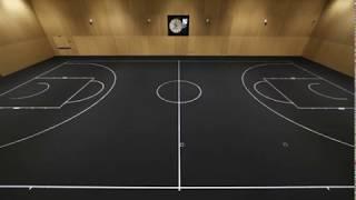 Glass sports flooring LED marking lines