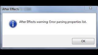 How to fix |After Effects warning: Error parsing properties list | 100%working