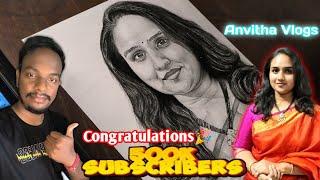 Anvitha Vlogs pencil Drawing,  500k subscribers special Drawing ,Congrats @AnvithaVlogs