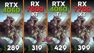 RTX 4060 vs RX 7600 XT vs RTX 4060 Ti 16GB vs RX 7700 XT | Ryzen 5 7600 | Tested in 15 games