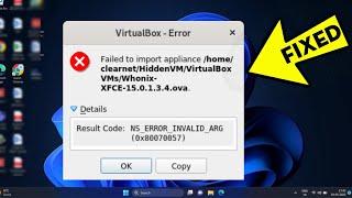 Fix failed to import appliance in virtual box