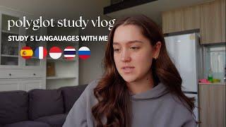 study 5 languages with me | productive vlog (spanish, french, russian, indonesian, thai)