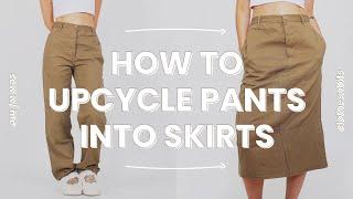 turning old pants into skirts | sew w/ me 🪡