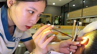 Vietnam Ho Chi Minh Barber Shop Cute ear cleaning girl (ASMR for 1 hour sleep)