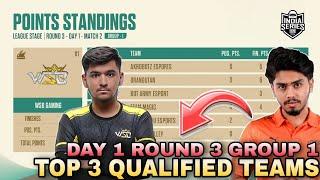 BGIS Points Table | Day 1 Round 3 Group 1 | Overall Standings | BGMI Tournament Live