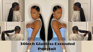 EASY GLUELESS Extended Ponytail on Relaxed Hair | Antonette Shay