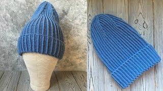 ВЯЗАНАЯ ЗИМНЯЯ ШАПКА -ТЫКОВКА С ИДЕАЛЬНОЙ СКРЕЩЕННОЙ ЛИЦЕВОЙ ПЕТЛЕЙ. KNITTED HAT