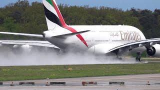 Waterspray Aktion ️Startbahn West Heavys in the Rain B747 | A380 | B777 | B787️