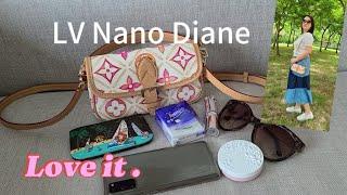 new LV Nano Diane bag canvas 2024/what's fit/mod shot Louise Vuitton mini bag 超新LV 迷你袋