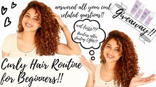 Curly Hair Routine For Beginners + *HUGE GIVEAWAY* | I answered all your curl related questions!!