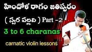 Hindholam jathi swaram (swara pallavi) | part-2 charanas lession | carnatic violin lesson in Telugu
