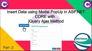 How to insert data using modal Pop-up In ASP.NET core with jQuery Ajax Method #biharideveloper