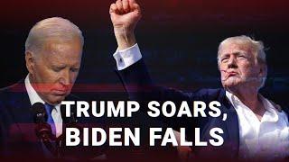 Heroic Donald Trump soars whilst Joe Biden is weaker than ever following assassination attempt