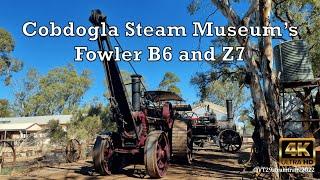 Fowler B6 Crane and Z7 Plowing Steam Engines at Cobdogla Steam Museum in 4K