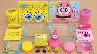 Spongebob vs Patrick Slime ASMR - Mixing Makeup Eyeshadow Into Slime