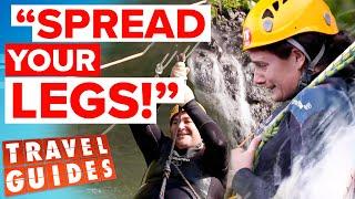 Guides get SMASHED by terrifying waterfall zipline  | Travel Guides Australia