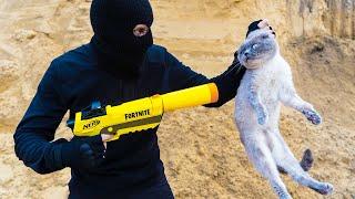NERF vs CAT. ЖАЛКО кота...ЗЛОБНЫЙ бандит!!!