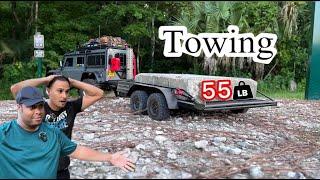 Incredible RC trailer +1/10 scale 8 pound crawler towing 55 pounds.