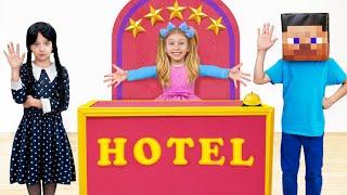 Kids play in 5-star hotel playhouses