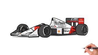 How to draw a MCLAREN HONDA MP4/5 Formula 1 / drawing mclaren mp4/4 F1 Ayrton Senna sports car