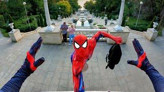 SPIDER-MANS LATE FOR SCHOOL in Real Life  (Action Parkour POV Sport)