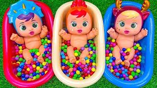 Satisfying ASMR Mixing Colorful Candy and Magic Beads in Three Bathtubs M&M's Video