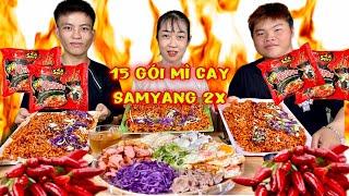 Lần Đầu Team Mập Food Ăn Mì Cay Samyang 2X Hàn Quốc Mà Ăn Tận 15 Gói Quá Kịch Tính Quá Dữ