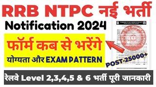 रेलवे नई भर्ती 2024 | RRB NTPC NOTIFICATION 2024 | RAILWAY NTPC Vacancy 2024 form date