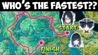XIANYUN VS YELAN VS WANDERER Speed Race Run Genshin Impact | Who is The Fastest??