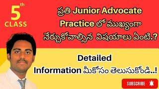 Essential skills for Junior Advocates - ప్రతి Junior Advocate Practice లో నేర్చుకోవాల్సిన విషయాలు.
