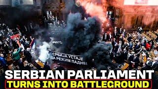 Serbian lawmakers throw smoke grenades in parliament | Belgrade, Serbia |Parliament