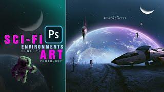 Sci-Fi Environments Photo Manipulation !! Concept Art Tutorial !! Photoshop Edits ! with ENG [Sub]