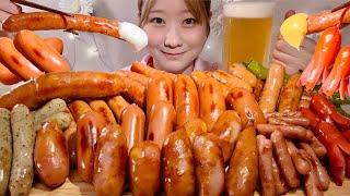 ASMR Various Sausages Beer【Mukbang/ Eating Sounds】【English subtitles】