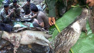 Hunting and Cooking Malayan Porcupine, Squirrel In The Jungle | Yos hav zoov tua tsaug tua nas