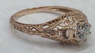 Rose gold vintage inspired diamond ring