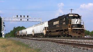 Far Enough...BANG! BIG SD60 Power Switches Feed Mill while Mainline Traffic Passes