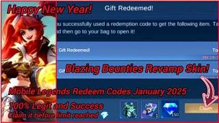 Mobile Legends Redeem Codes January 1, 2025 - MLBB Diamond Codes Blazing Bounties Skin Revamp