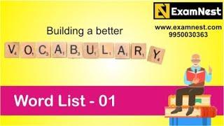 Vocabulary - 01 | Word List | Entrance Exams | Improve Verbal | CAT | IPMAT