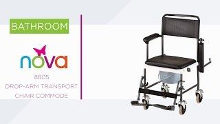 8805 Drop-Arm Transport Chair Commode