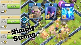 Easyest Th13 Attack Strategy - 15 Witch + 10 Lightning Spells Legend League Attacks - Clash of Clans