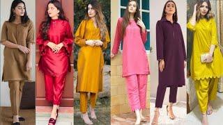 Beautiful Pakistani Daily Wear Plain Suit Designs || Casual Dresses