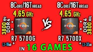 Ryzen 7 5700G vs Ryzen 7 5700X Test in 16 Games or R7 5700G vs R7 5700X